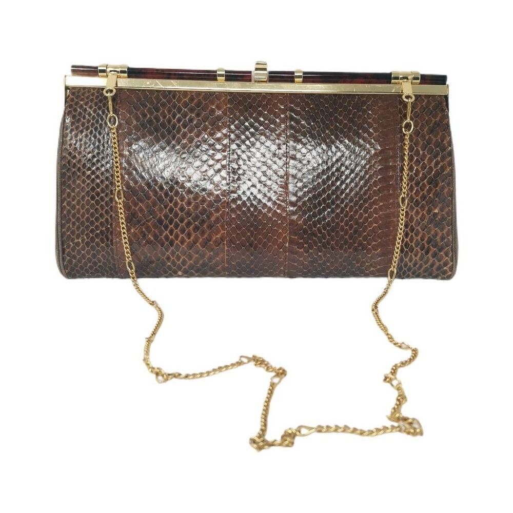 Vintage Jacobson's Brown Leather & Real Snakeskin 2-in-1 Clutch/Purse | Made in